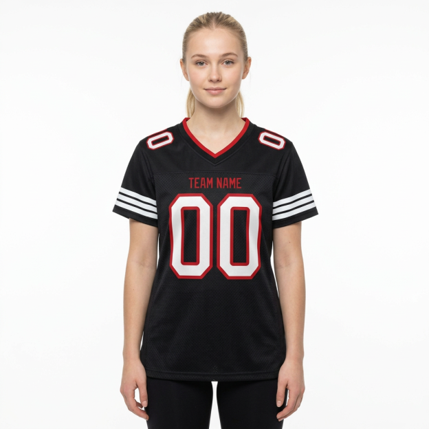 Custom Black & White/Red Football Jersey