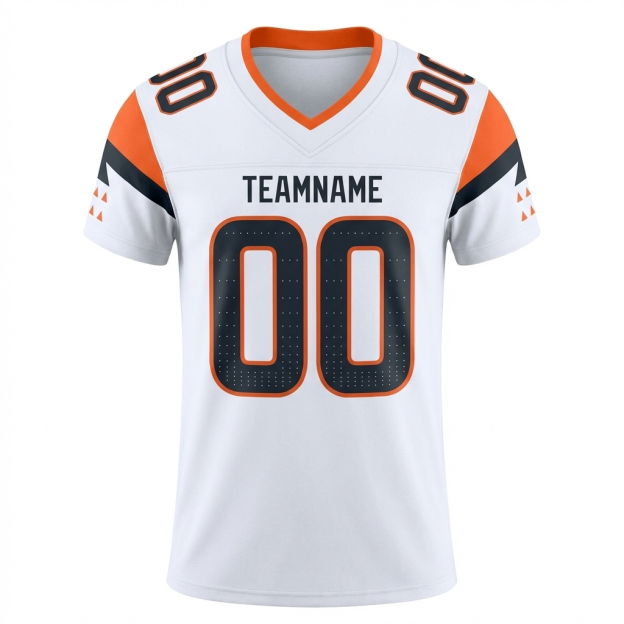 Custom White & Black/Orange Football Jersey