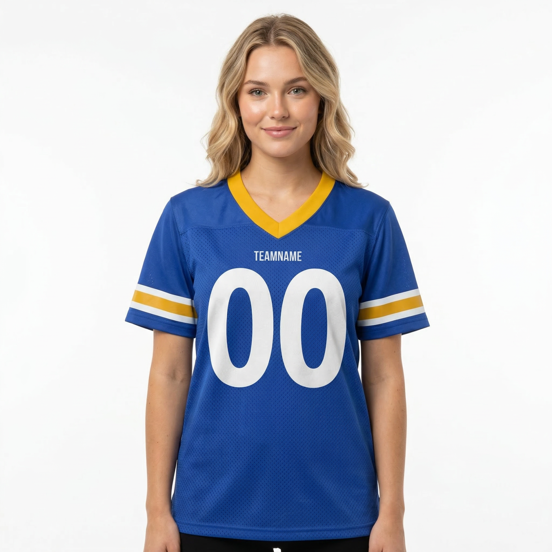 Custom Royal & White/Gold Football Jersey