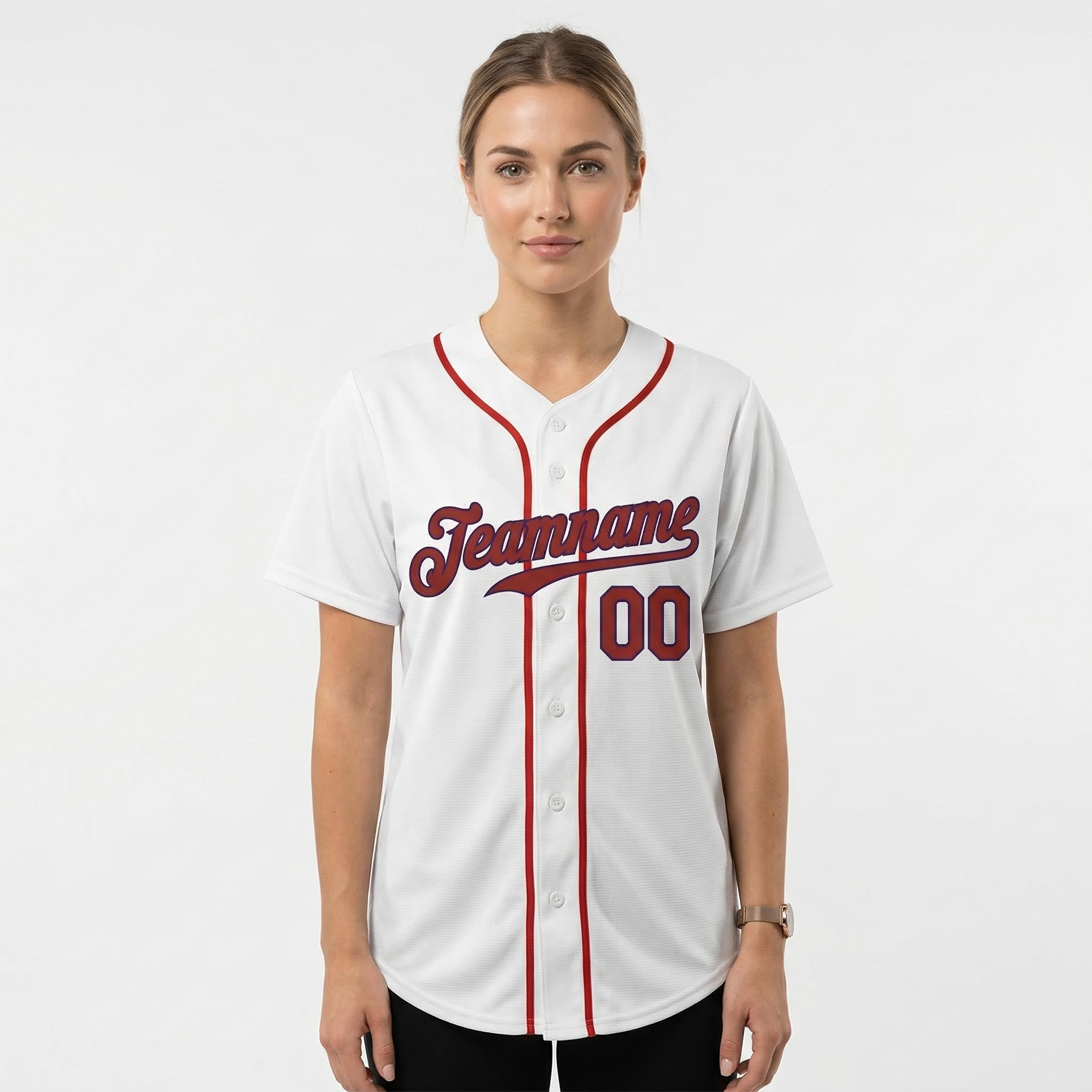 Custom White & Red/Navy Classic Fashion Baseball Jersey
