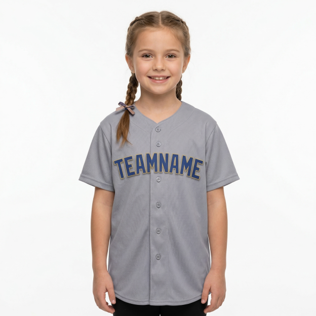 Custom Grey & Royal/Red Classic Fashion Baseball Jersey