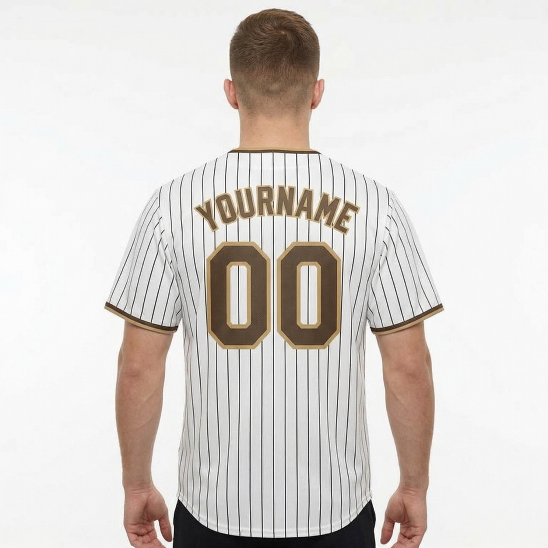 Custom White & Brown/Yellow Pinstripes Classic Fashion Baseball Jersey