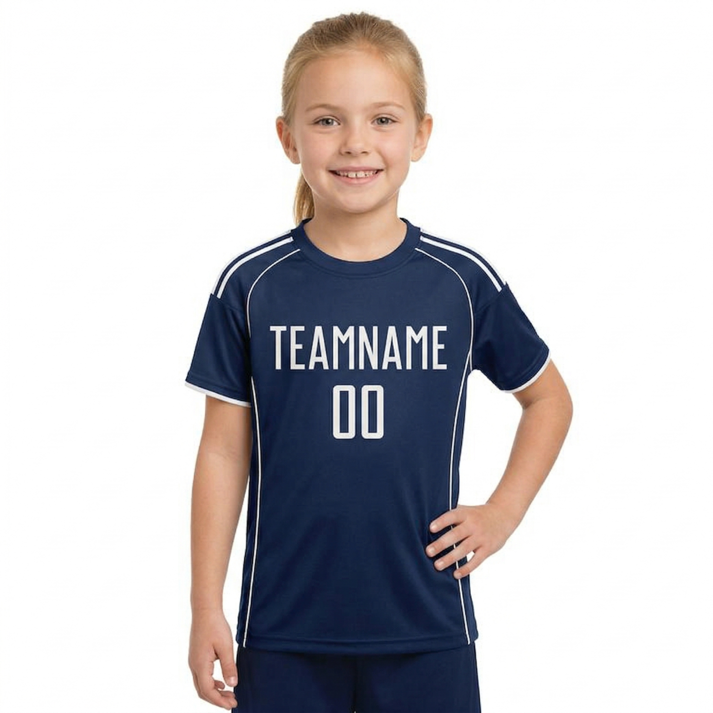 Custom Navy Blue & White Custom Soccer Jersey
