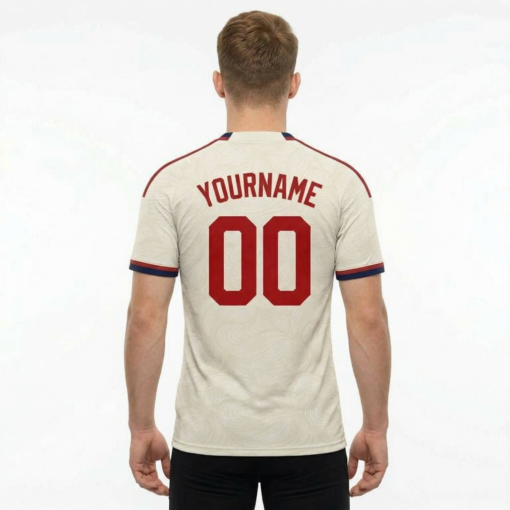 Custom White & Red/Navy Custom Soccer Jersey