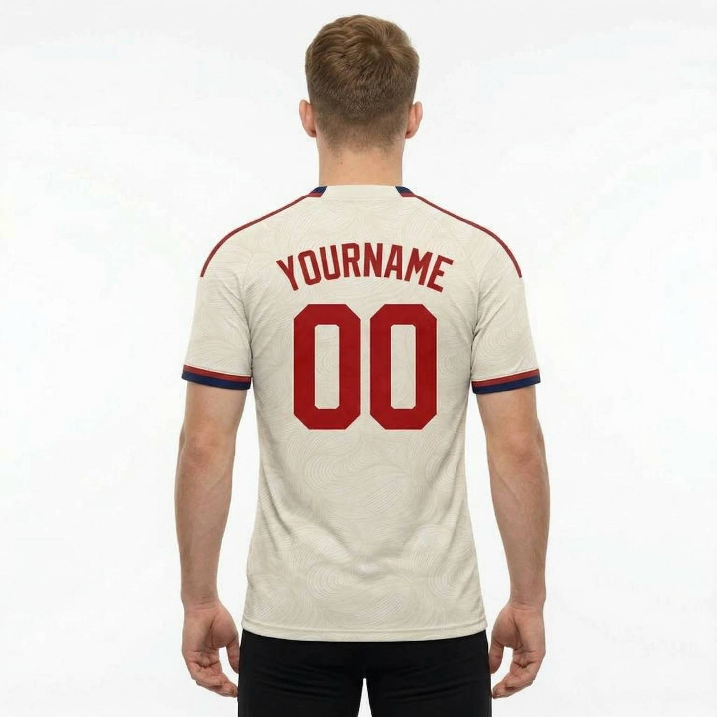 Custom White & Red/Navy Custom Soccer Jersey