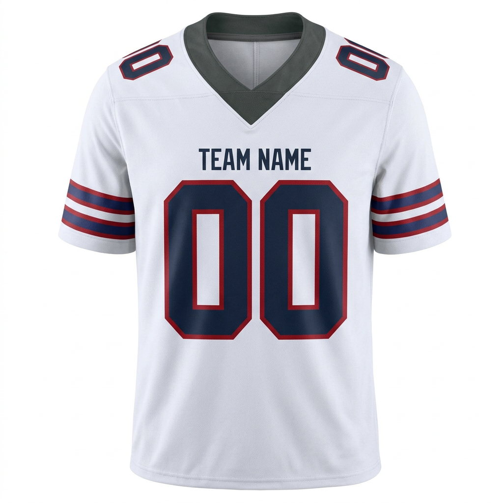 Custom White & Navy/Grey-Red Football Jersey