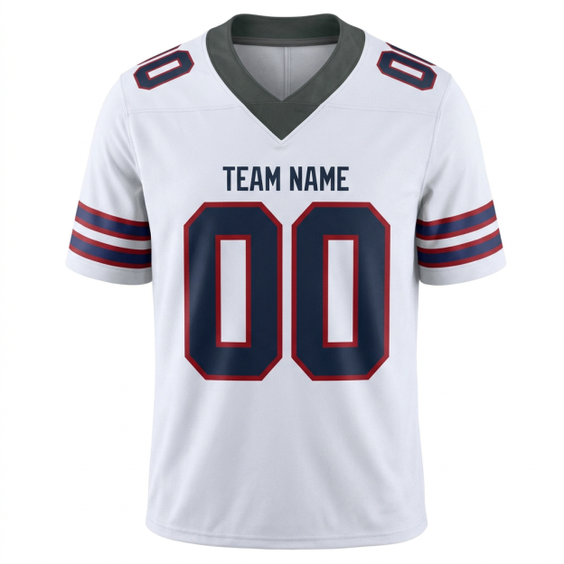 Custom White & Navy/Grey-Red Football Jersey