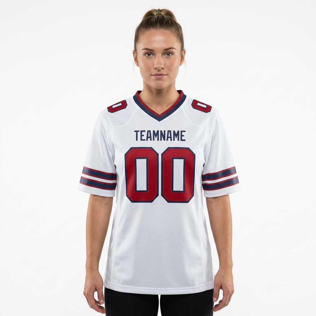 Custom White & Red/Royal Football Jersey