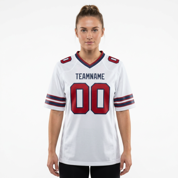 Custom White & Red/Royal Football Jersey