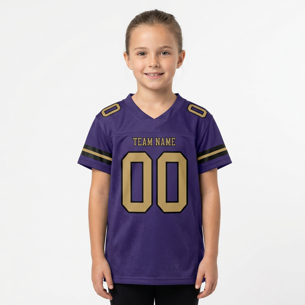 Custom Purple & Khaki/Black Football Jersey