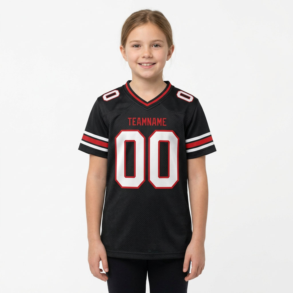 Custom Black & White/Red Football Jersey