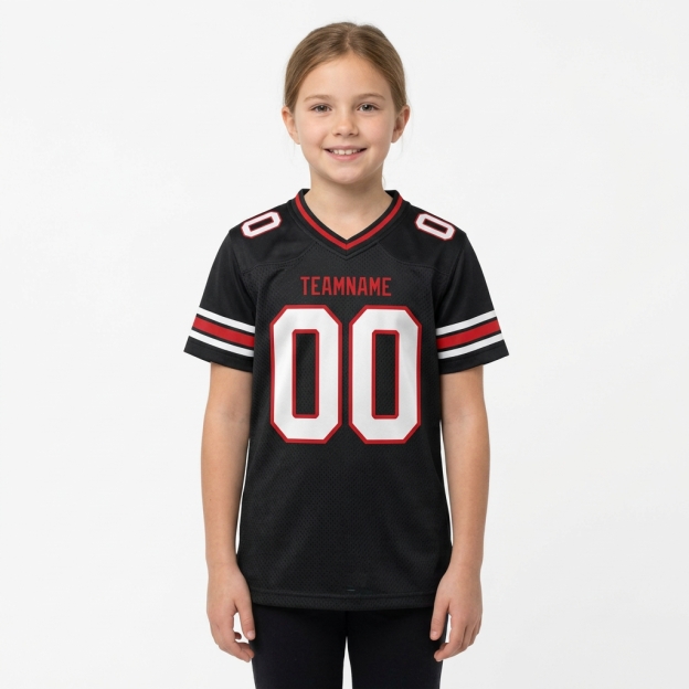 Custom Black & White/Red Football Jersey