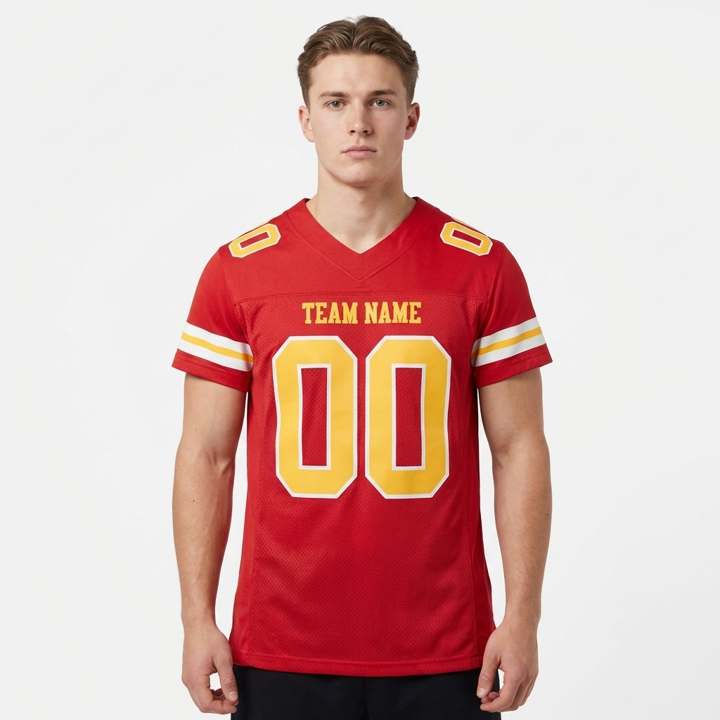 Custom Red & Gold/White Football Jersey