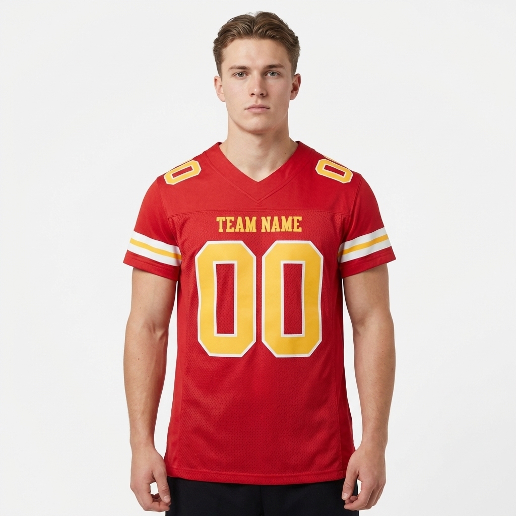 Custom Red & Gold/White Football Jersey