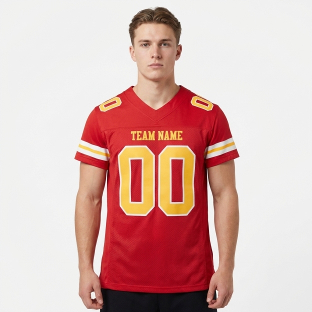 Custom Red & Gold/White Football Jersey
