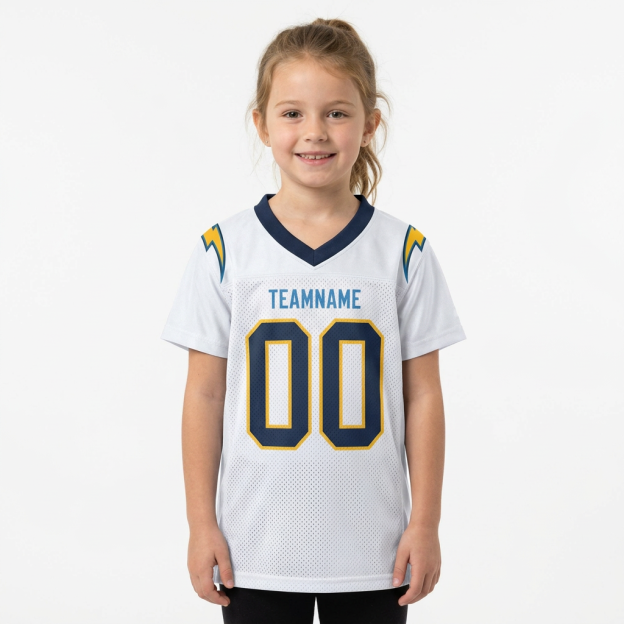 Custom White & Navy/Gold Football Jersey