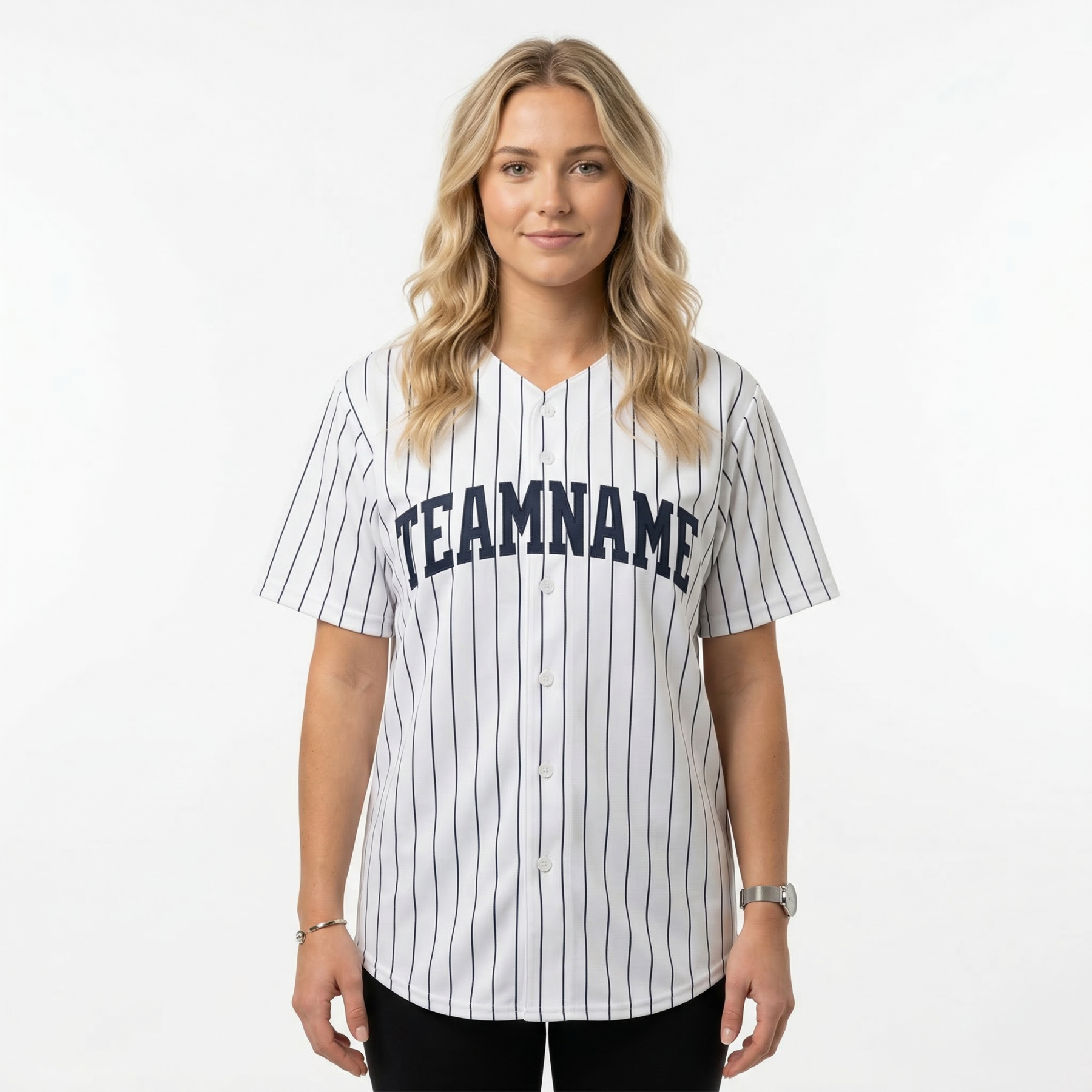 Custom White & Black Pinstripes Classic Fashion Baseball Jersey