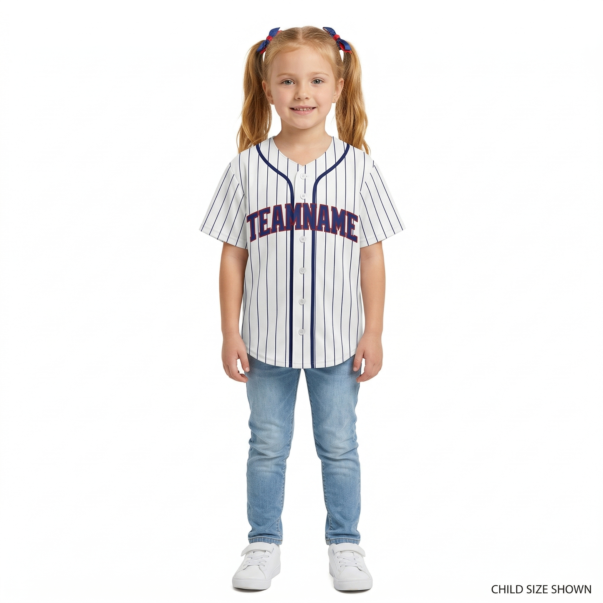 Custom White & Royal Pinstripes Classic Fashion Baseball Jersey
