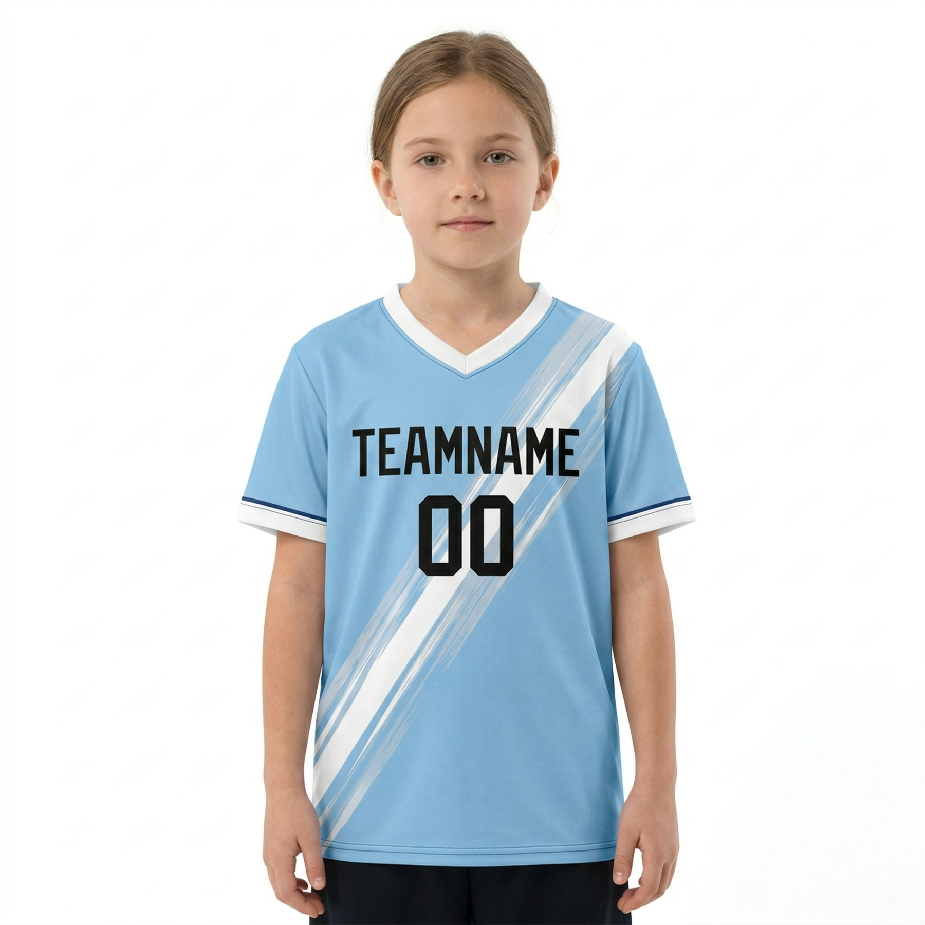Custom Light Blue & Black/White Custom Soccer Jersey