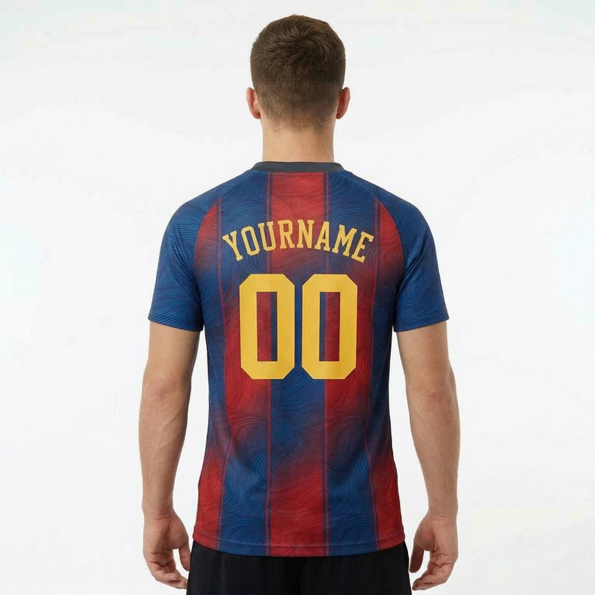 Custom Navy & Red/Gold Custom Soccer Jersey