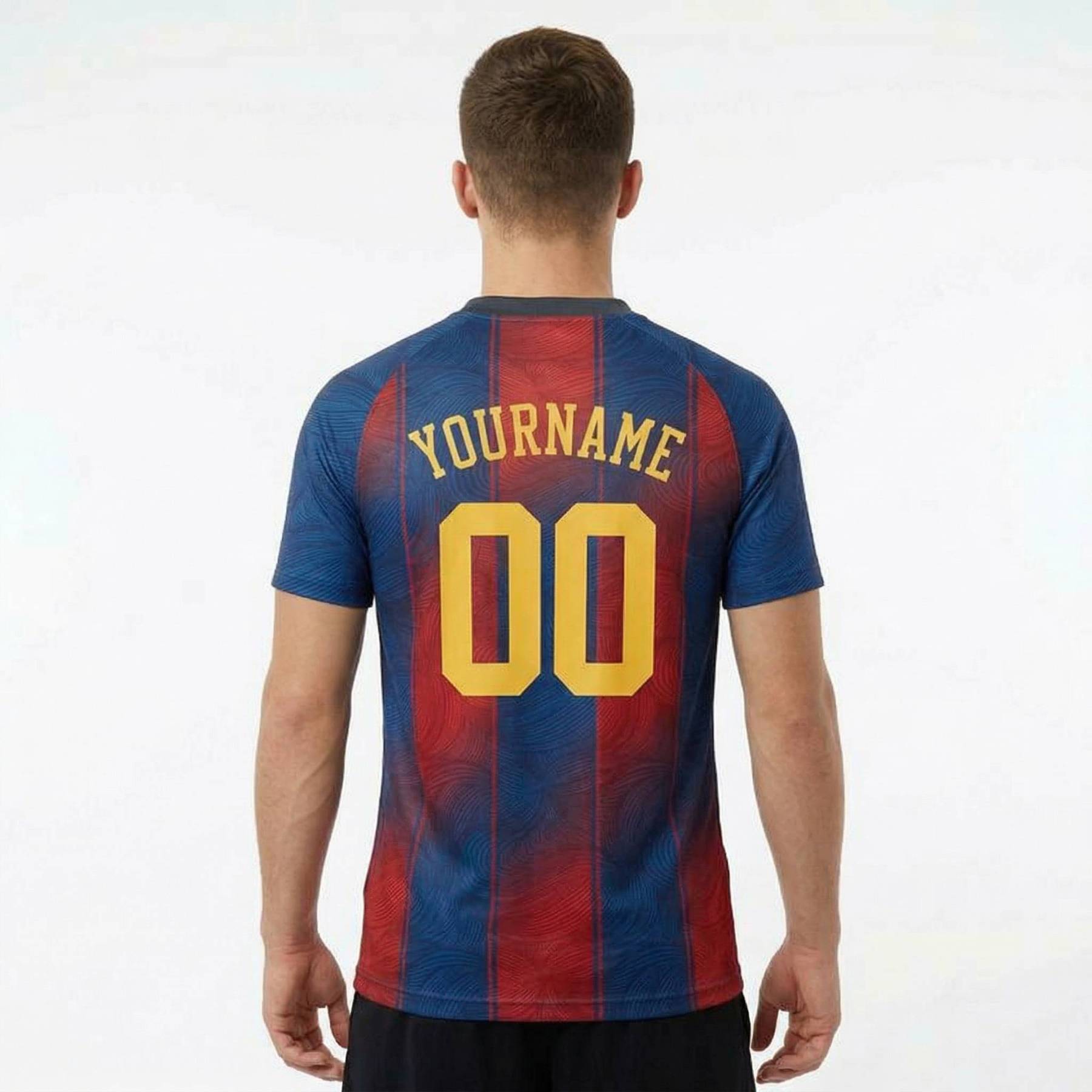 Custom Navy & Red/Gold Custom Soccer Jersey