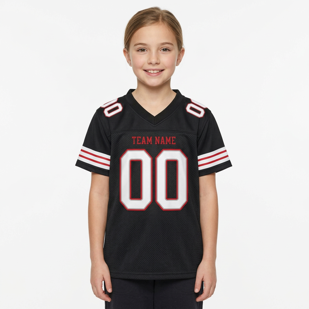 Custom Black & White/Red Football Jersey