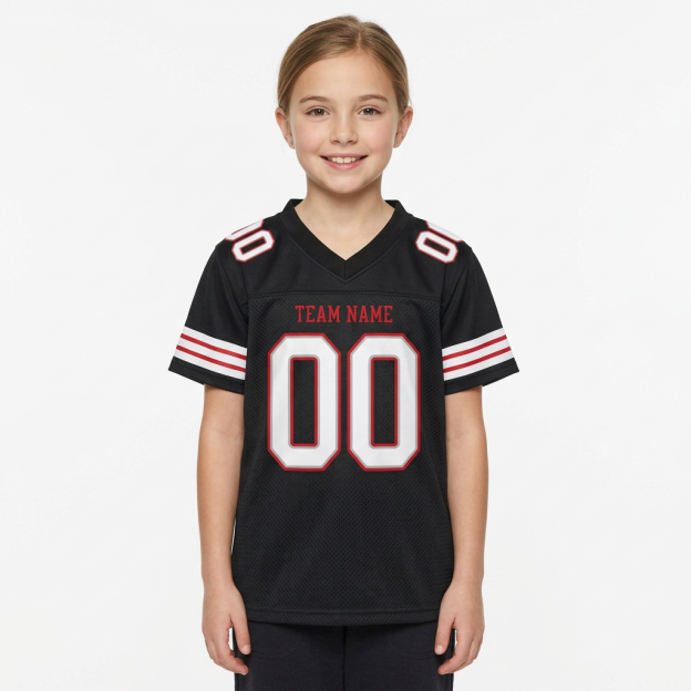 Custom Black & White/Red Football Jersey