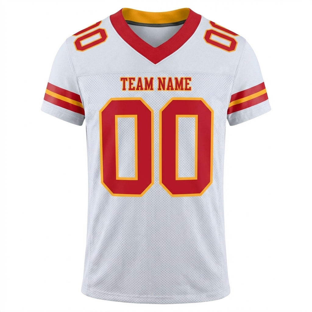 Custom White & Red/Gold Football Jersey