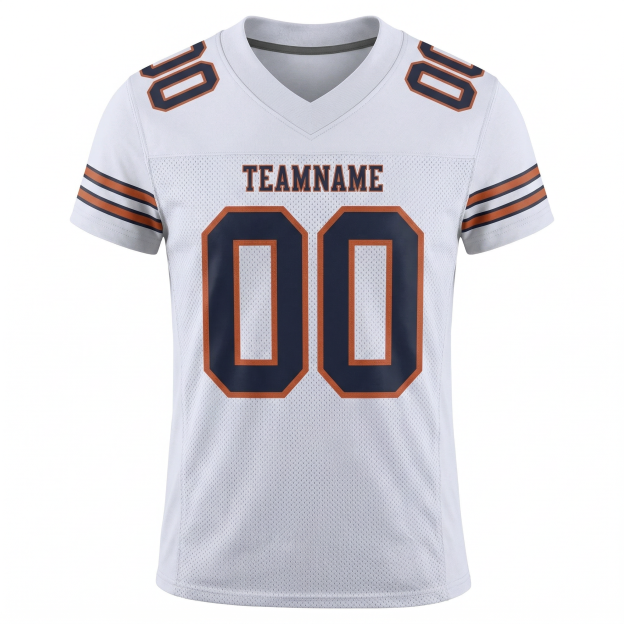 Custom White & Navy/Orange Football Jersey