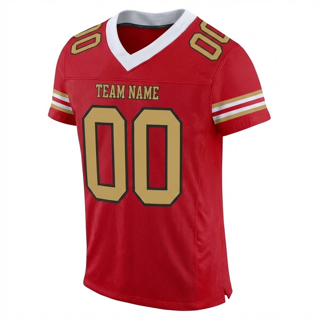 Custom Red & Gold/Black Football Jersey