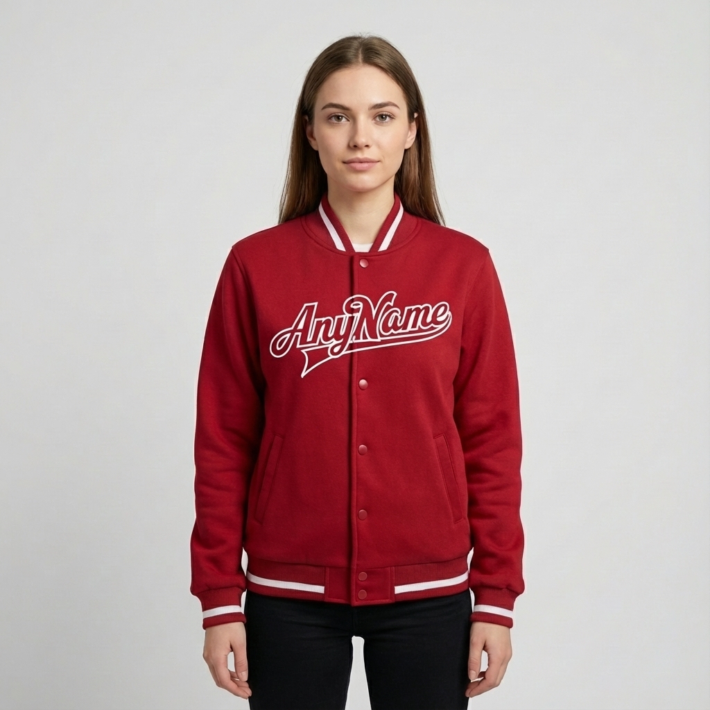 Custom Red & White Full-Snap Fleece Jacket