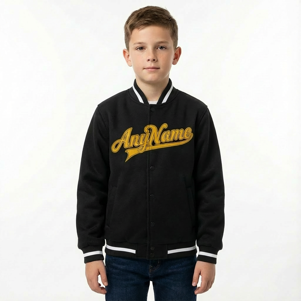 Custom Black & White/Yellow Full-Snap Fleece Jacket