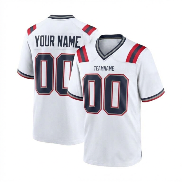 Custom White & Navy/Grey-Red Football Jersey