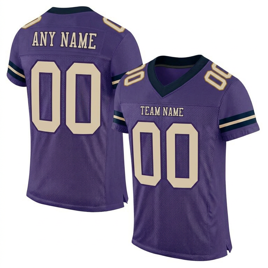 Custom Purple & Cream/Black Football Jersey