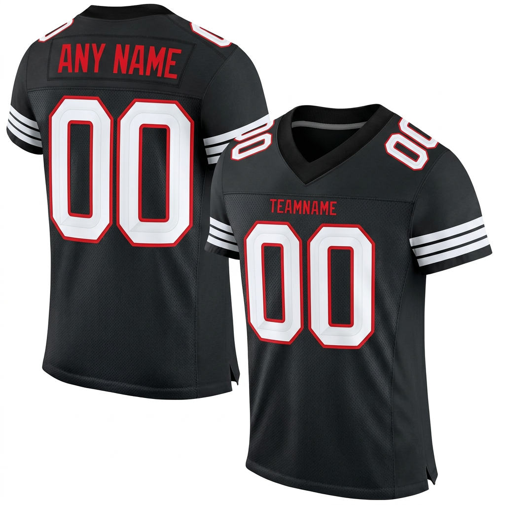 Custom Black & White/Red Football Jersey