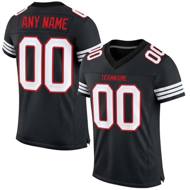Custom Black & White/Red Football Jersey