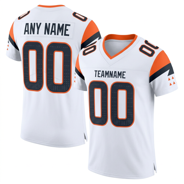 Custom White & Black/Orange Football Jersey