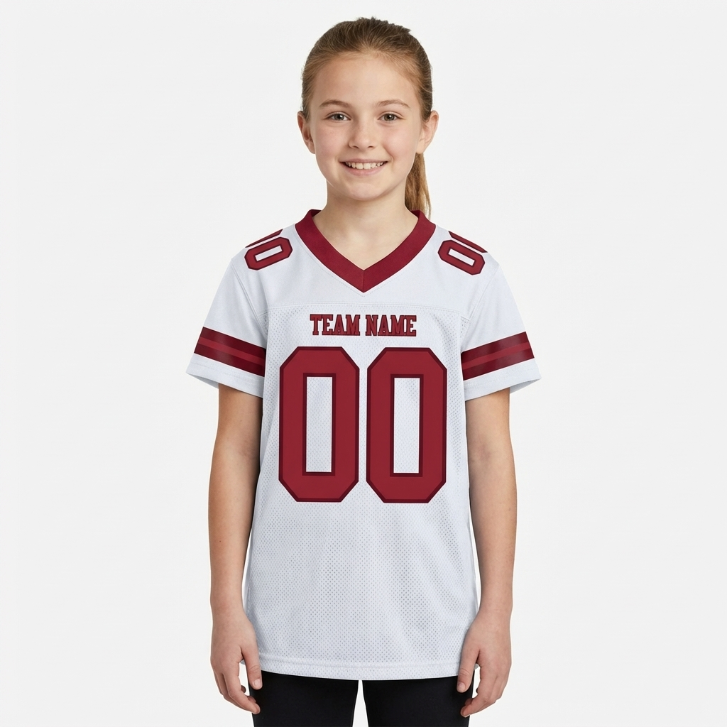 Custom White & Burgundy Football Jersey