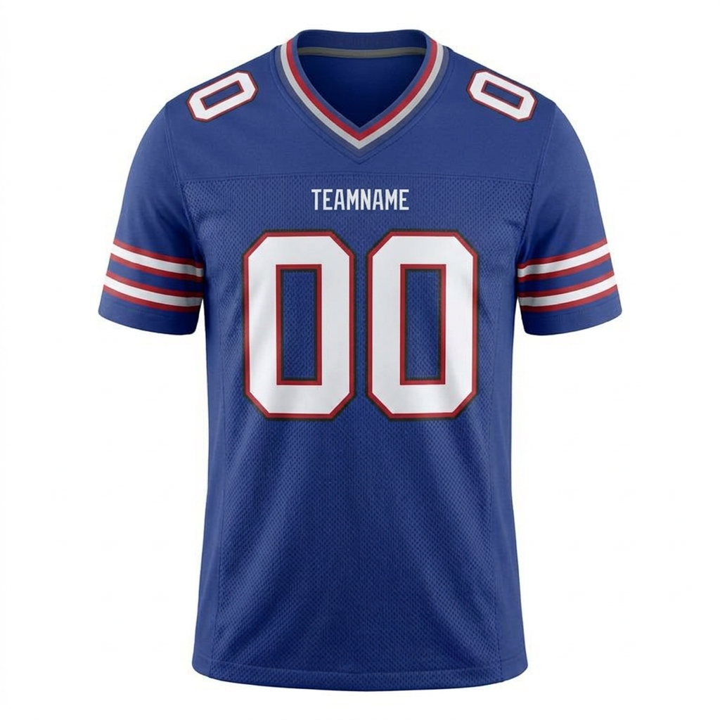 Custom Royal Blue & White/Red Football Jersey