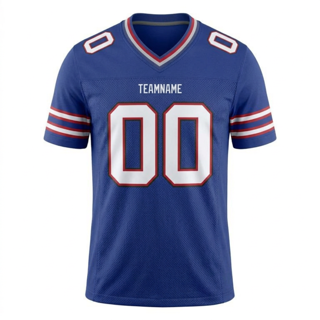 Custom Royal Blue & White/Red Football Jersey