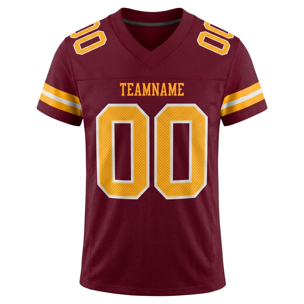 Custom Burgundy & Gold/White Football Jersey