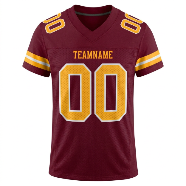 Custom Burgundy & Gold/White Football Jersey