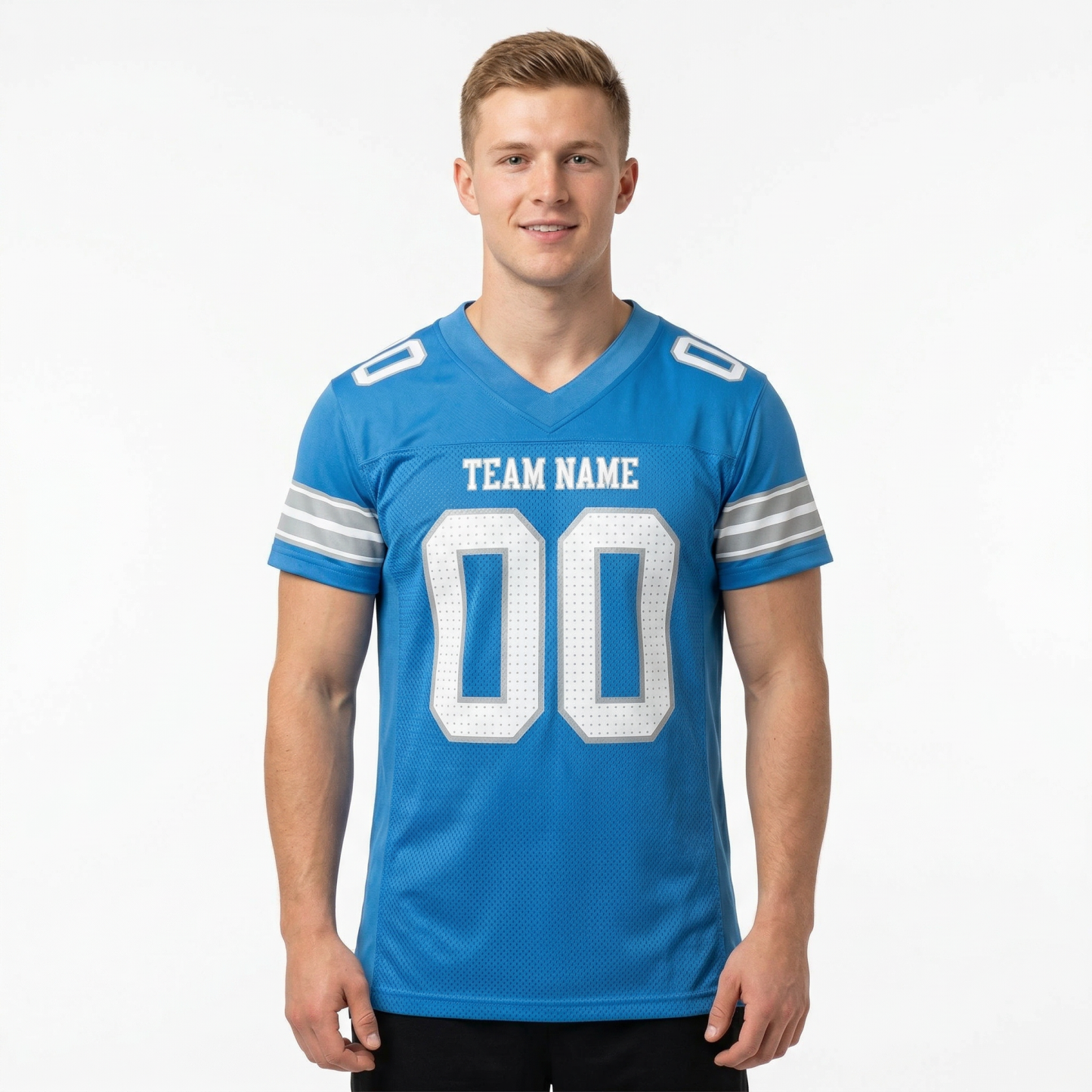 Custom Powder Blue & White/Sliver Football Jersey