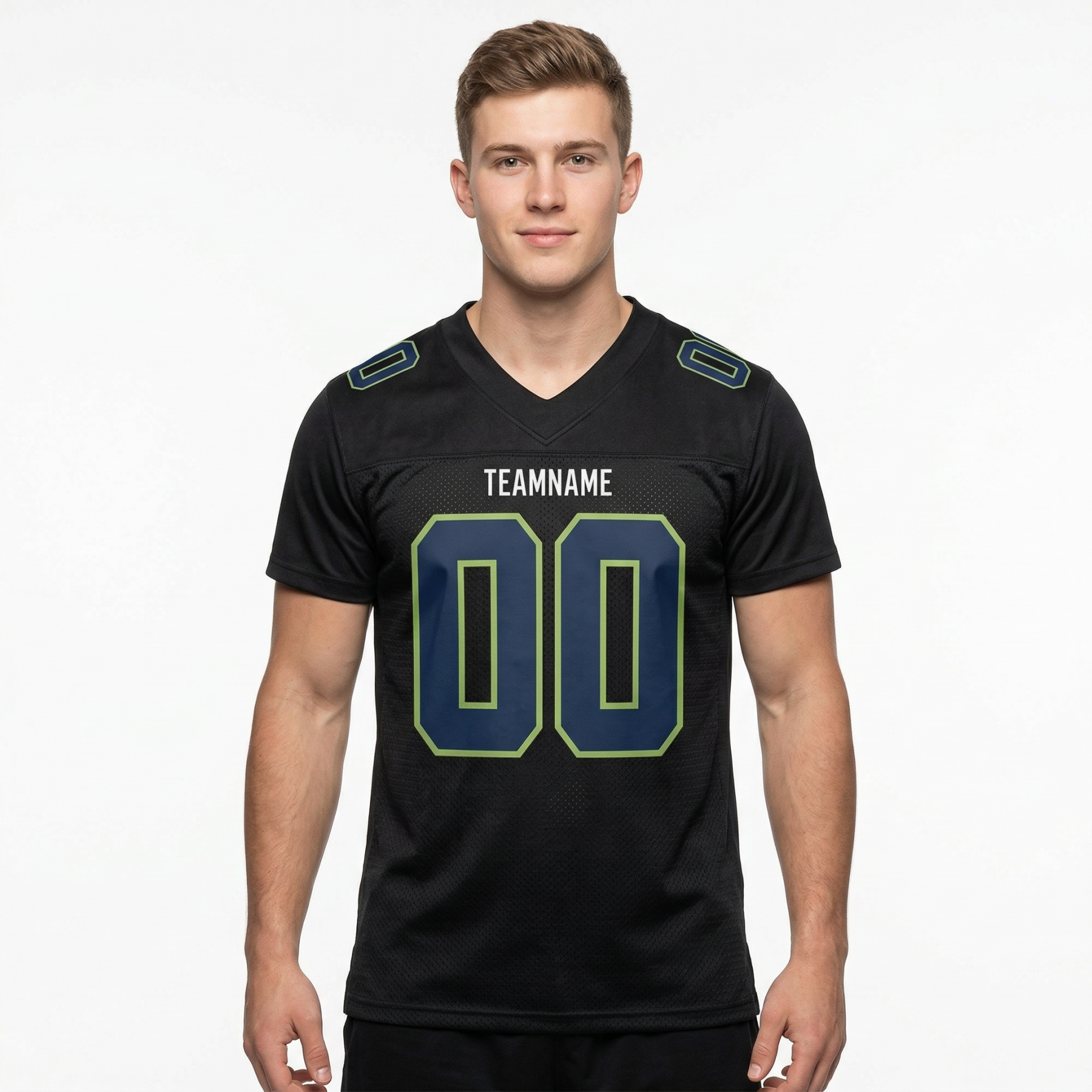Custom Black & Royal/Green Football Jersey