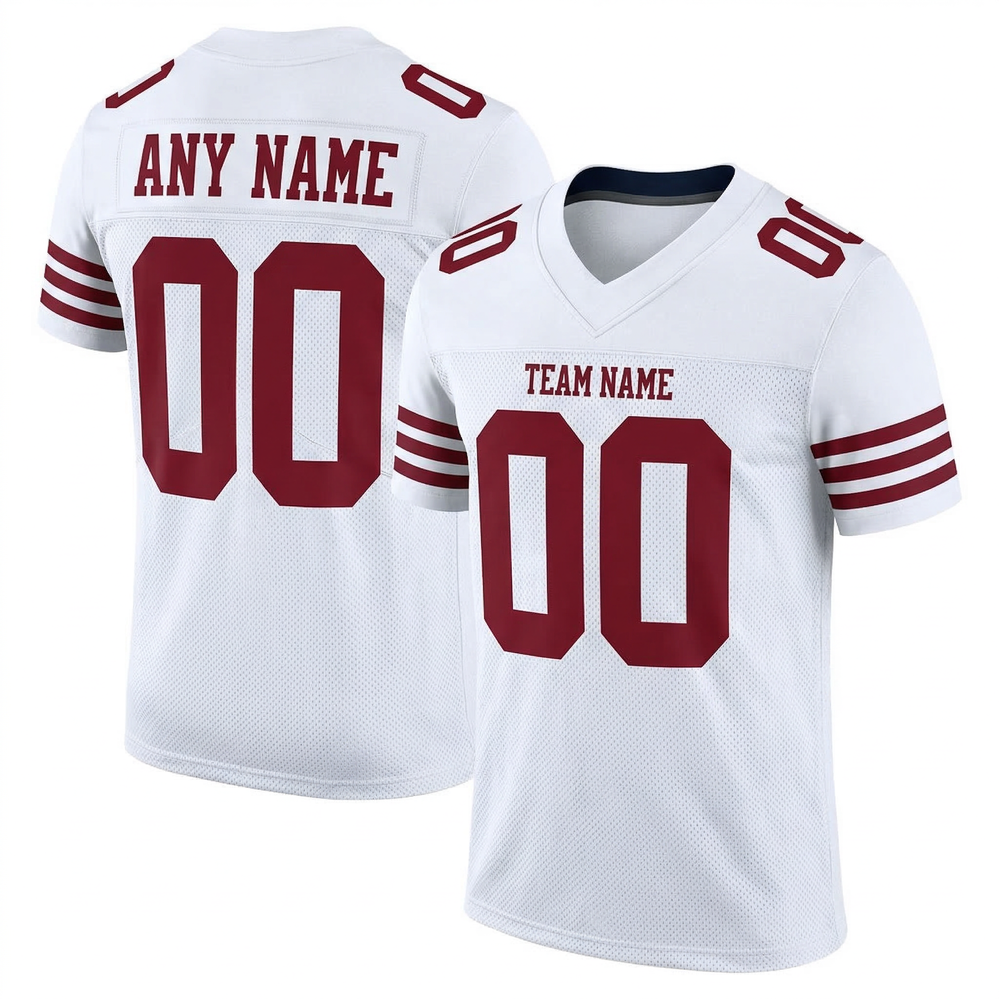 Custom White & Red Football Jersey