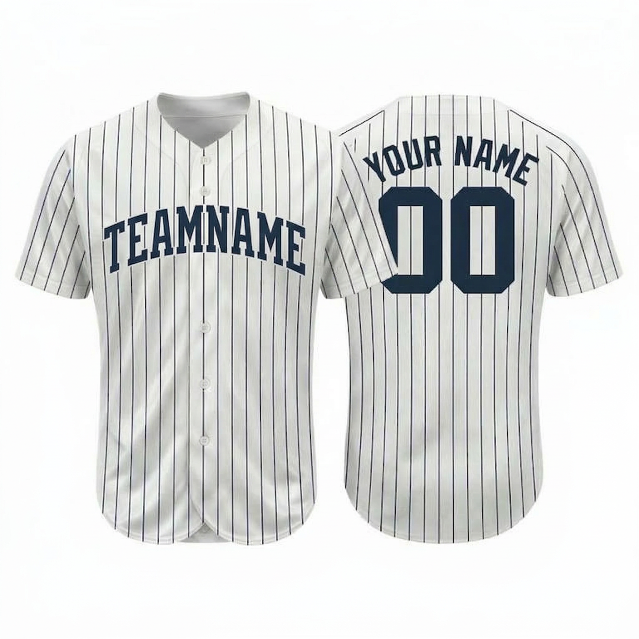 Custom White & Navy Blue Classic Fashion Baseball Jersey