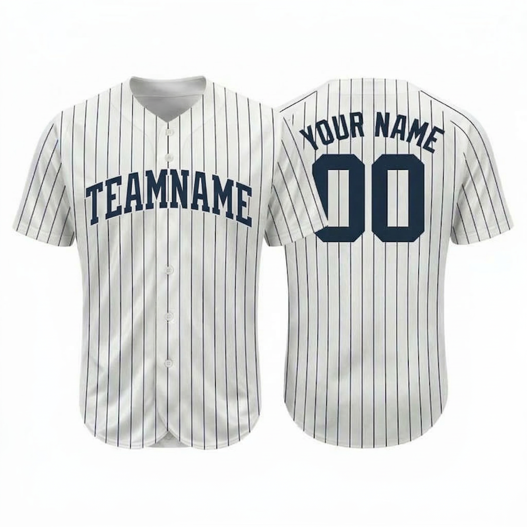 Custom White & Navy Blue Classic Fashion Baseball Jersey