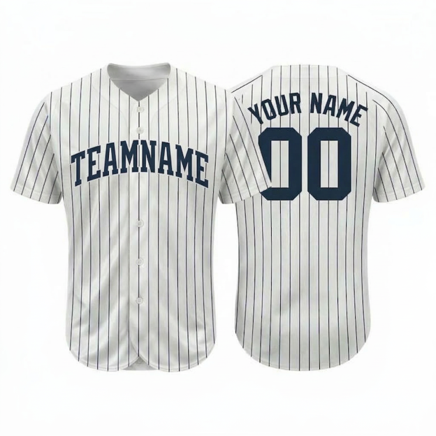 Custom White & Navy Blue Classic Fashion Baseball Jersey