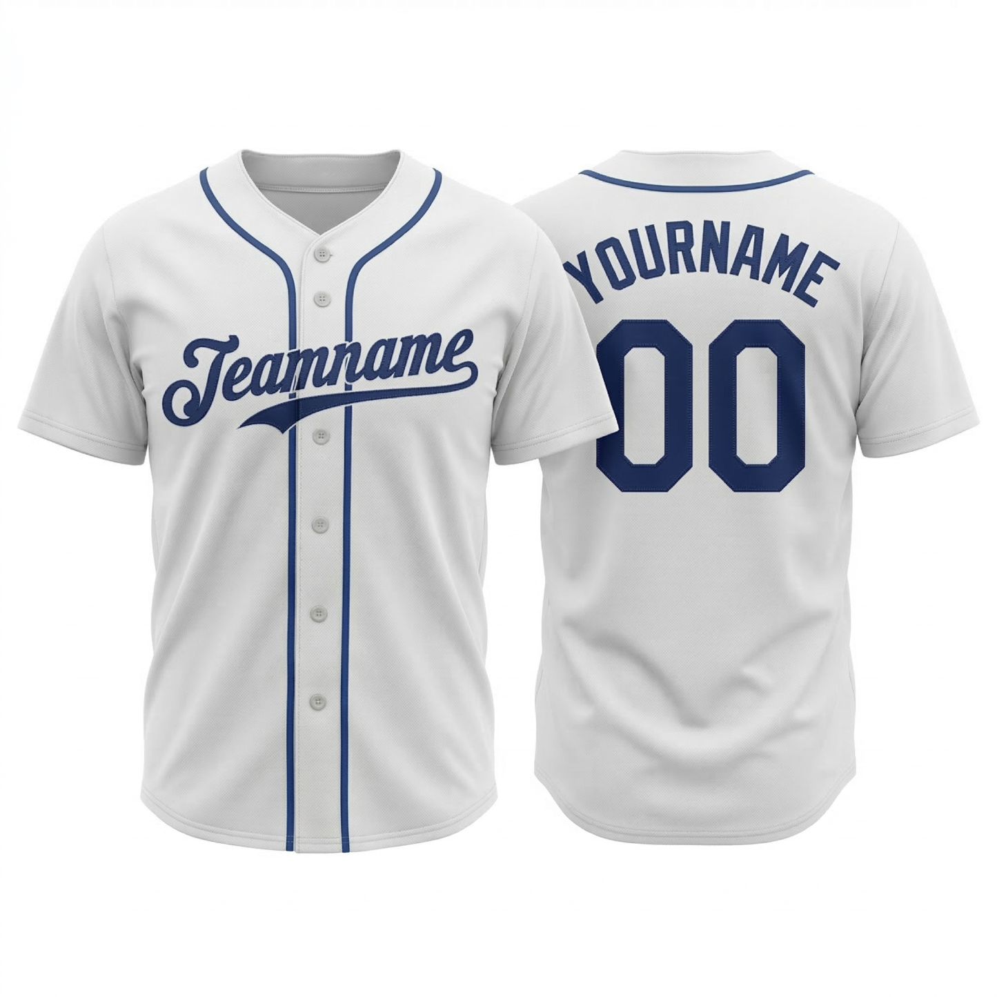 Custom White & Royal Classic Fashion Baseball Jersey