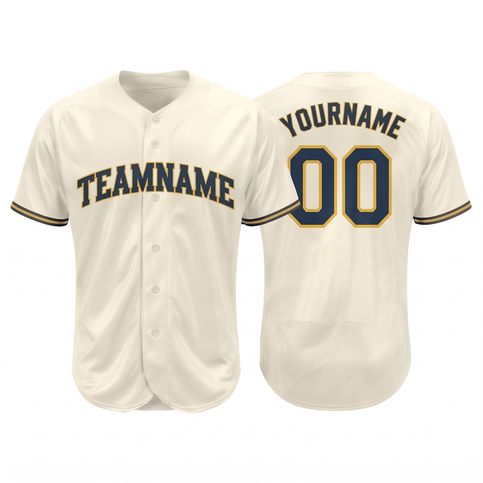 Custom Cream & Navy/Yellow Classic Fashion Baseball Jersey